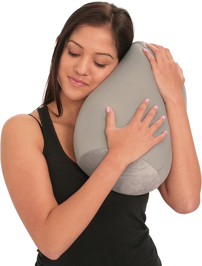 Mooshi Squish Mini Microbead Jelly Bean Bed Pillow (12" x 7") – Airy Squishy Soft Microbeads – Eight Wild Fun Colors to Choose From – Cuddly and Fun Dormroom Accessory – Bed Pillow, Light Grey