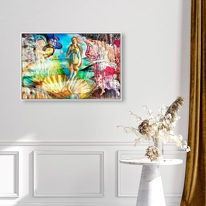 The Oliver Gal Artist Co. Spiritual and Religious Wall Art Framed Canvas Prints 'Birth of Venus - Botticelli' Zodiac