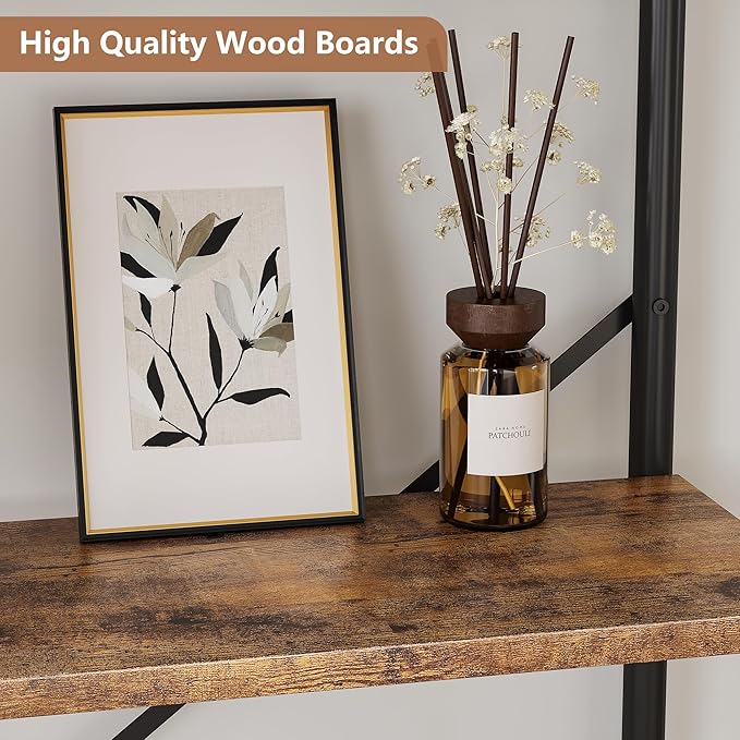 GarveeHome 6 Tier Bookshelf Industrial Bookcase Wood Tall Standing Bookshelves Wood Vintage Display Rack Rustic Bookshelf