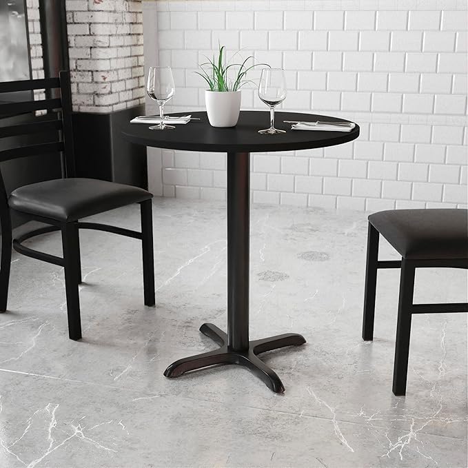 Flash Furniture Stiles 30'' Round Black Laminate Table Top with 22'' x 22'' Table Height Base