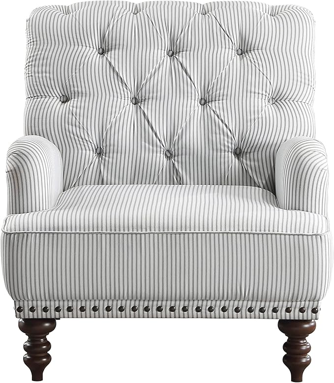 Lexicon Elwell Fabric Accent Chair, Gray/White