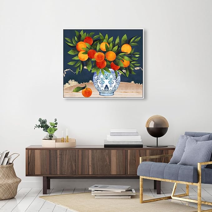 The Oliver Gal Artist Co. Food and Cuisine Wall Art Framed Canvas Prints 'Fruits and Porcelain' Fruits