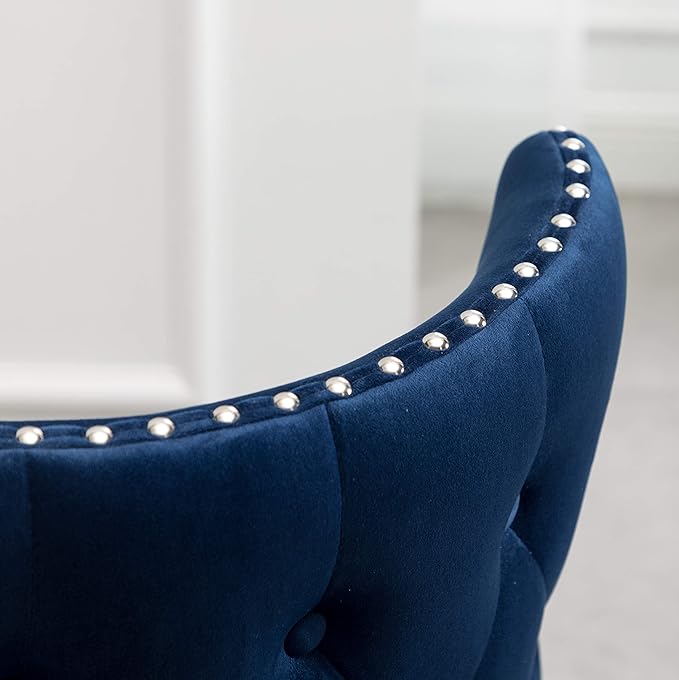 Lindale Contemporary Velvet Upholstered Nailhead Trim Accent Chair, Blue