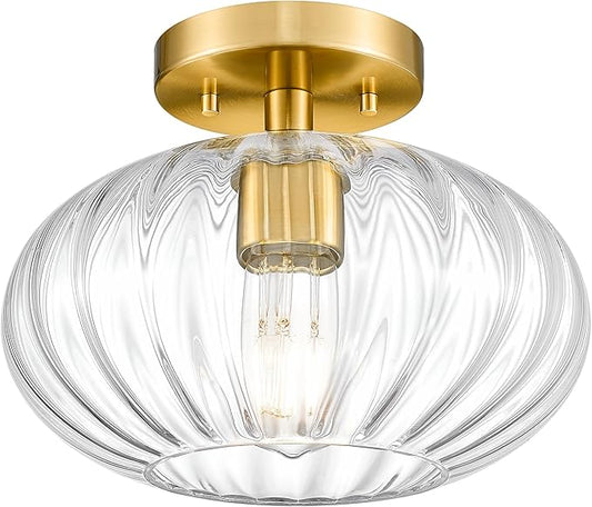 FEMILA 10.3" Gold Ceiling Light Fixture, Semi Flush Mount Ceiling Lights for for Kitchen, E26 Base, 4FYD85F BG