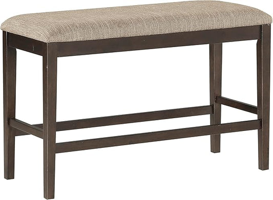 Lexicon Baronscourt Farmhouse Small Entryway Bench - 39 Inch, Upholstered Counter Height Solid Wood Frame, Padded Top, Easy Assembly , 26"Seat Height, Farmhouse End of Bed Bench For Bedroom,Dark Brown