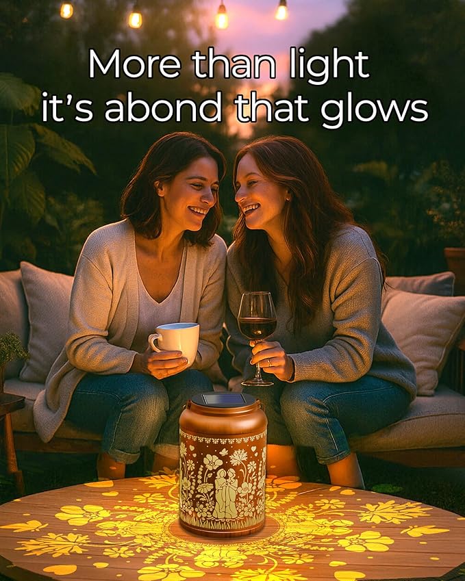Solar Lanterns Outdoor Waterproof Decorative Garden Solar Lights Outdoor,Hanging Hollow Out Metal Ornaments Decor for Outside Lawn,Patio,Balcony,Yard Unique Gifts for Women Best Sister 2