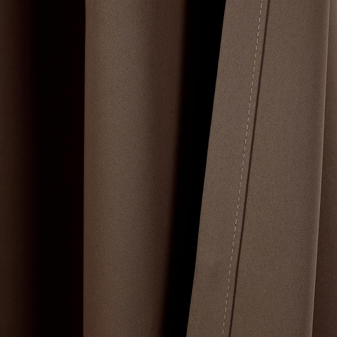 Lush Decor Insulated Grommet Blackout Window Curtain Panels, Pair, 52" W x 84" L, Chocolate - Classic Modern Design - Chic Window Decor - Long Curtains For Living Room, Bedroom, Or Dining Room