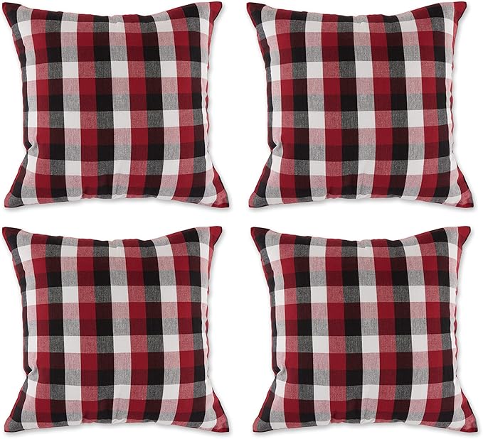 DII Throw Pillow Cover Collection Decorative Square, 18x18, Cardinal Red Tri-Color, 4 Piece