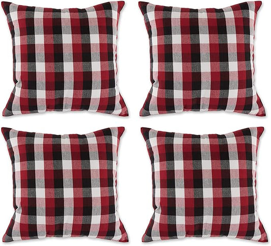 DII Throw Pillow Cover Collection Decorative Square, 18x18, Cardinal Red Tri-Color, 4 Piece