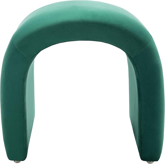 Safavieh Home Collection Kibo Modern Waterfall Emerald Velvet Ottoman (Fully Assembled)