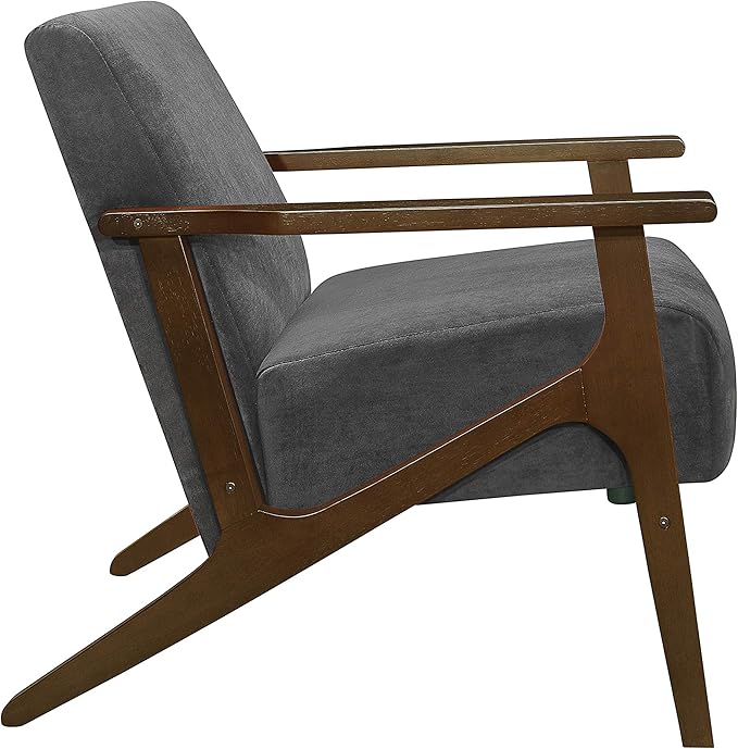 Lexicon New Castle Velvet Accent Chair, 27.5" W, Dark Gray