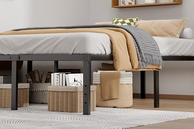 Metal Bed Frame California King Size - 18 Inch Heavy-Duty Cal King Platform Bed Frame No Box Spring Needed, Easy Assembly, Noise-Free, Sturdy Mattress Foundation, Underbed Storage Space