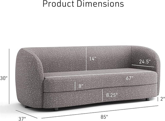 Furniture of America Nimiane Modern Boucle 2 Piece Sofa and Loveseat Set with Curved Arms and Wooden Legs, Accent Furniture Sets for Living Room, Home Office, Bedroom, Charcoal Gray