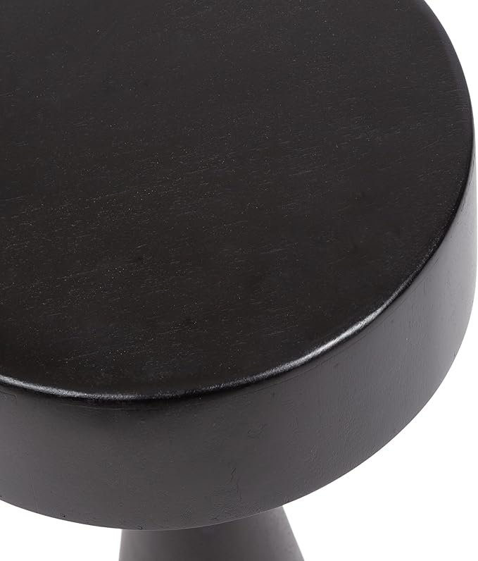 Kate and Laurel Solbrett Modern Sophisticated Round Drink Table; 10 x 10 x 22; Black; Contemporary Sculptural Bedroom Nightstand with Unique Pedestal Table Design for Use as Indoor Plant Stand