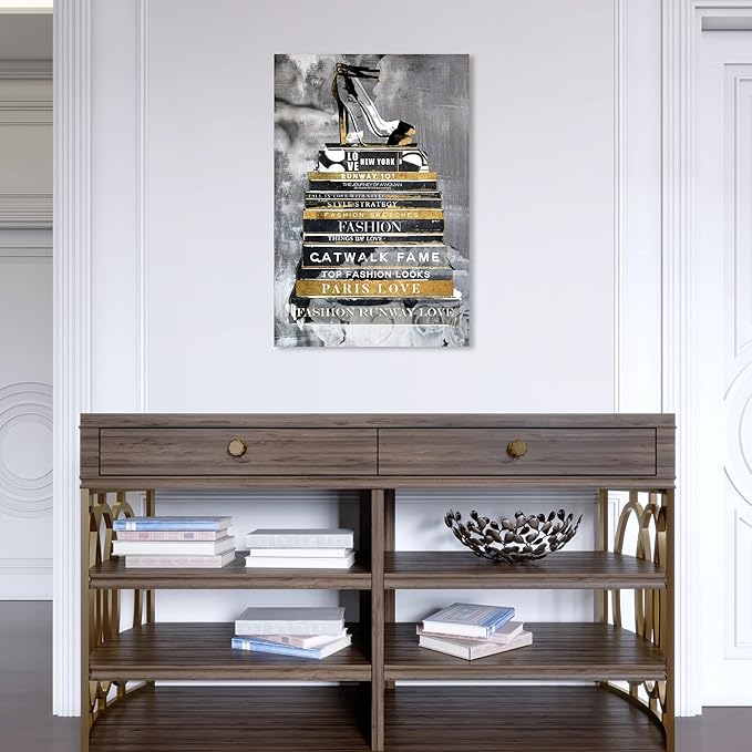 The Oliver Gal Artist Co. Fashion and Glam Wall Art Canvas Prints 'Fashion Thoughts Noir Classic' Shoes