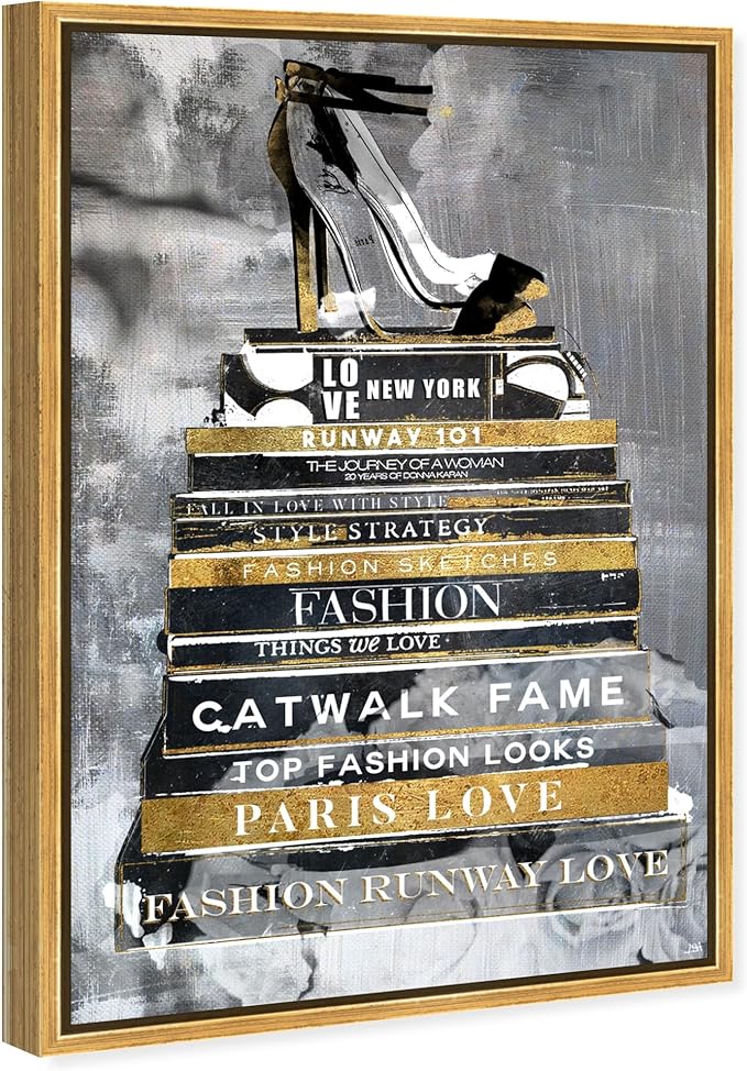 The Oliver Gal Artist Co. Fashion and Glam Wall Art Framed Canvas Prints 'Fashion Thoughts Noir Classic' Shoes