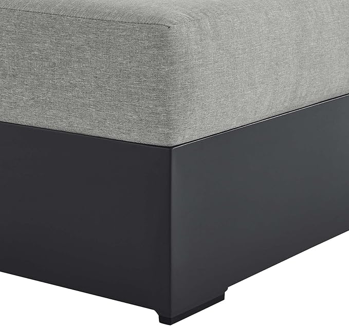 Modway Tahoe Powder-Coated Aluminum Outdoor Chaise Lounge Gray with Weather-Resistant Cushions, Modular Right-Facing Patio Lounger for Pool Furniture or Sectional Sofa Set