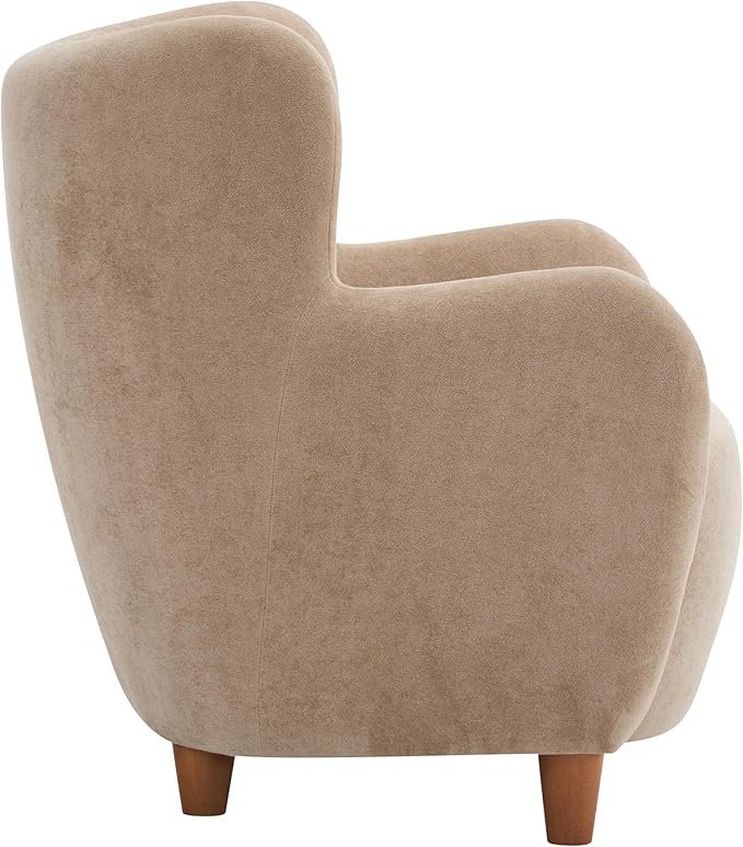 Christopher Knight Home Wingback Accent Chair, Fabric Club Chair, Upholstered Armchair, Curved Backrest Single Sofa, Soft Cushion Seating, Comft Lounge Chair for Living Room Reading Home Rest, Camel
