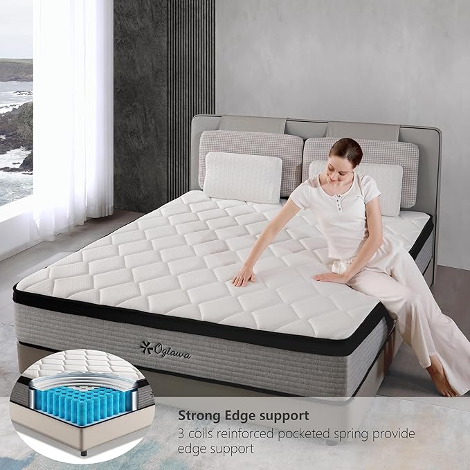 Twin Mattress | 10 Inch Twin Size Hybrid Mattresses in a Box | Medium Firm Memory Foam and Individual Pocket Springs | Fiberglass Free Bed Mattres | Breathable | CertiPUR-US
