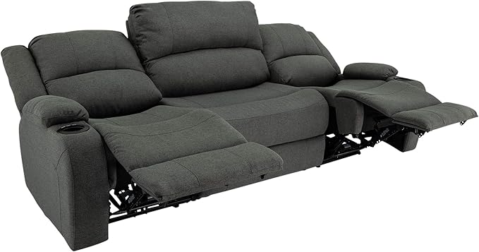 RecPro Charles Powered Double RV Wall Hugger Recliner Sofa | Loveseat | Furniture | Cloth (Fossil, 94")