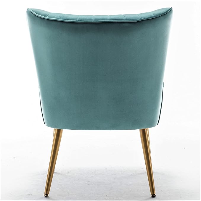 Modern Velvet Accent Chair for Living Room, Bedroom, or Entryway, Stylish and Comfortable Armless Design with Metal Legs, Teal