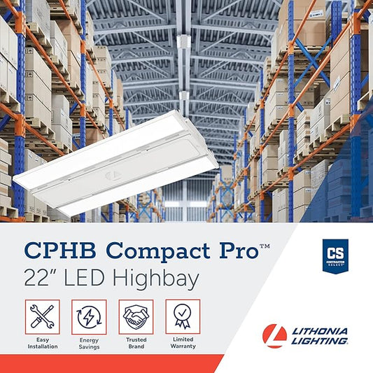 Lithonia Lighting Compact Pro LED High Bay Light, Ceiling Lighting Fixture, 30,000 Lumens, 5000K Daylight, Dimmable LED Work Light for Garage and Warehouse, MVOLT 120-277V (CPHB 30LM MVOLT 50K)