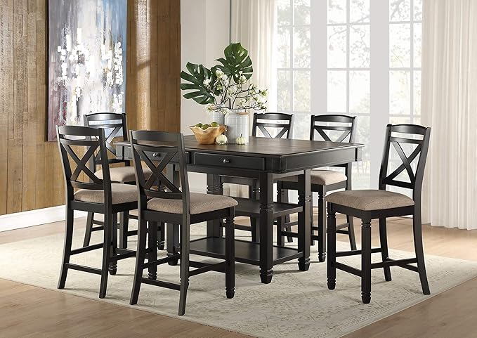 Homelegance 5-Piece Counter Height Dining Table Set, Black/Natural