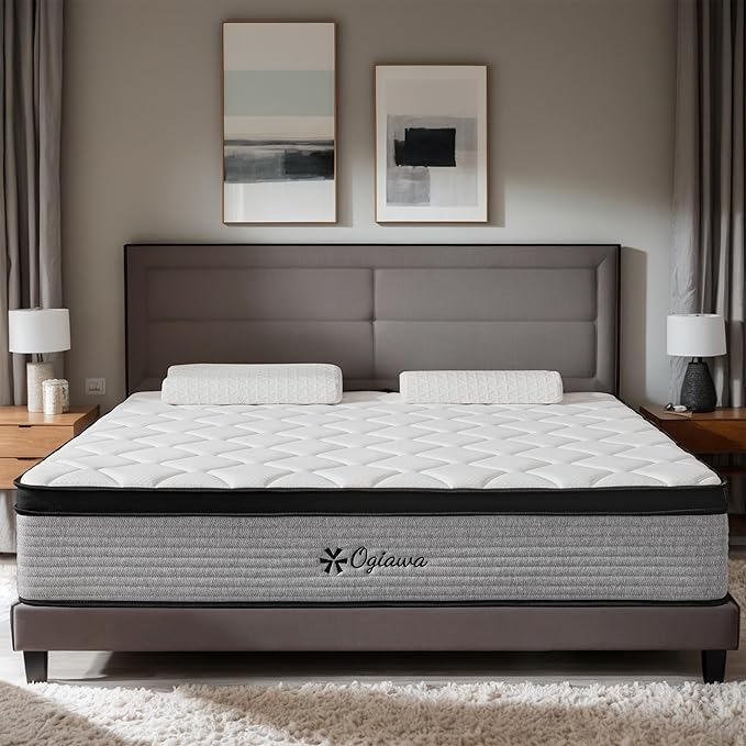 Queen Size Mattress, 12 Inch Queen Hybrid Mattresses in a Box with Memory Foam, Medium Firm Individual Pocket Spring for Edge Support, Fiberglass Free Bed Mattres, Breathable, CertiPUR-US.