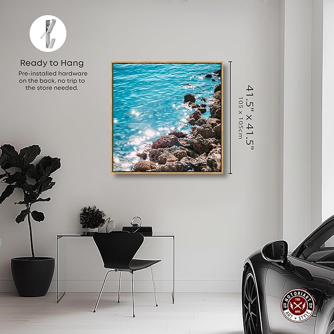 Italian Summer Landscape Photography Canvas Wall Art by Notoriart, Gold Floater Frame, 40"x40"