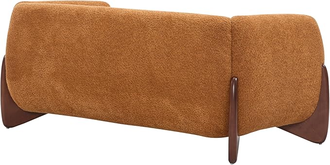 Christopher Knight Home Alma 63" Boucle Loveseat with Wood Legs, 2 Seater Sofa Couches for Living Room, Upholstered Couch Chair, Soft Seating Lounge Sofa Chair, Cozy Loveseat with Armrest, Caramel
