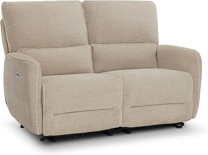MCombo 60" Wall Hugger Power Loveseat Recliner Sofa with Adjustable Headrest, RV Reclining Loveseat with USB and Type C Charge Ports for Living Room 6924 (Beige, Loveseat)