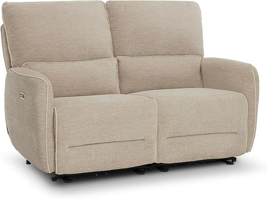 MCombo 60" Wall Hugger Power Loveseat Recliner Sofa with Adjustable Headrest, RV Reclining Loveseat with USB and Type C Charge Ports for Living Room 6924 (Beige, Loveseat)