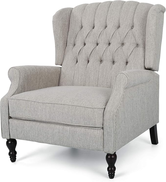 Christopher Knight Home Salome Push Back Recliner, Light Gray, Dark Brown