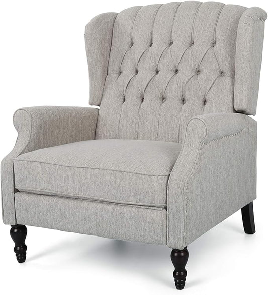 Christopher Knight Home Salome Push Back Recliner, Light Gray, Dark Brown