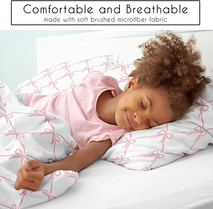 Sweet Jojo Designs 3-Piece Queen Comforter Set (Pink Bows) for Girls, Kids, Teen, Adult Bed Room incl. Full Size Bedding Sets & Sham (Blush, Bow for The Ballerina, Ballet Dancer, Princess Collection)
