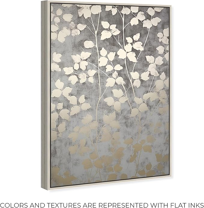 Art Remedy Silvery Gray Garden Canvas Elegant Floral Wall Art, Silver Frame, 30" x 45"