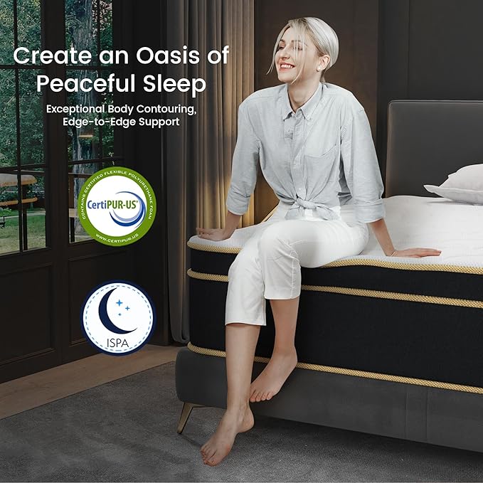 Firm King Size Mattress [New Version], 12 Inch Gel Memory Foam Hybrid Mattress King Bed in a Box, Pressure & Pain Relief, Individual Pocket Spring, Edge Support, CertiPUR-US
