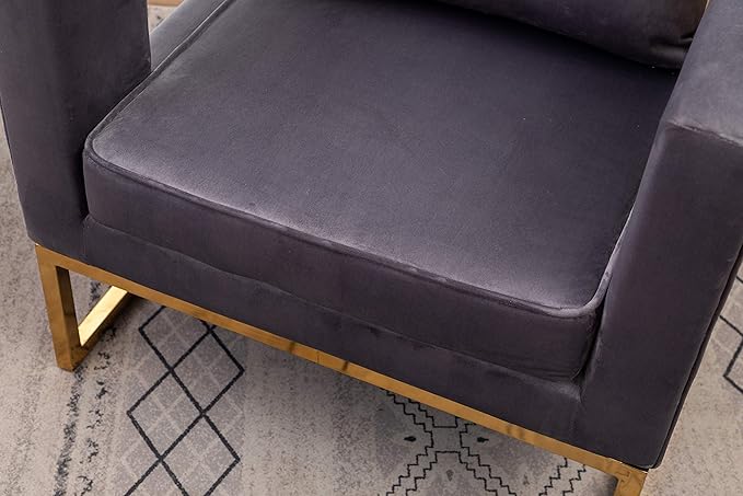 Roundhill Furniture Lenola Upholstered Accent Arm Chair, Gray 27.5D x 29.75W x 34.5H in