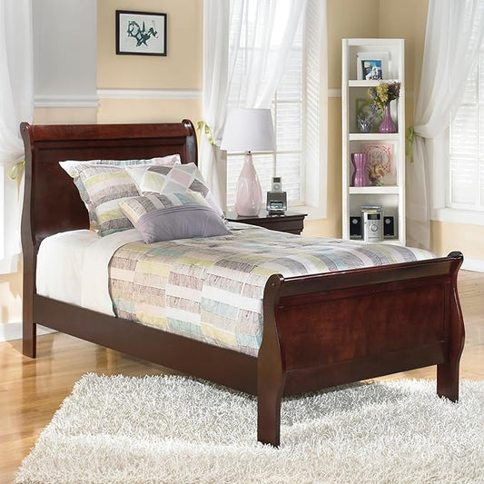 Signature Design by Ashley Alisdair Traditional Twin Sleigh Bed, Foundation or Box Spring Needed, Dark Brown