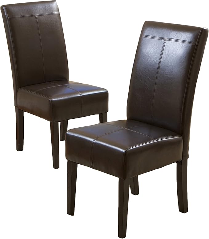 Christopher Knight Home Emilia Chocolate Brown Leather Dining Chairs (Set of 2)