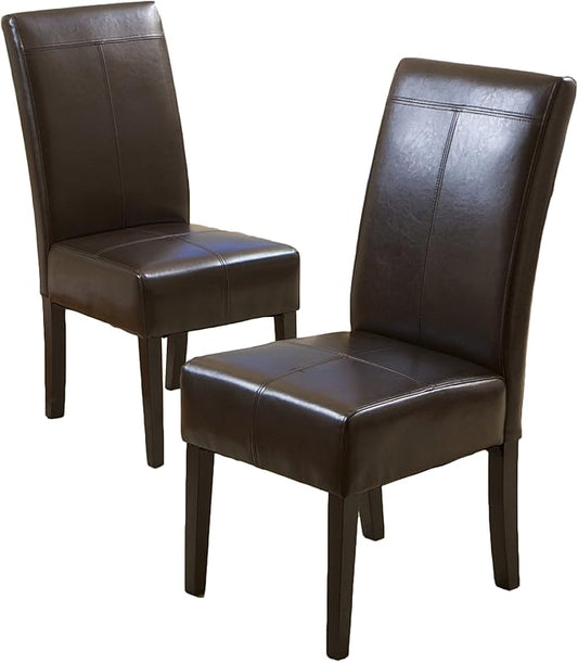 Christopher Knight Home Emilia Chocolate Brown Leather Dining Chairs (Set of 2)