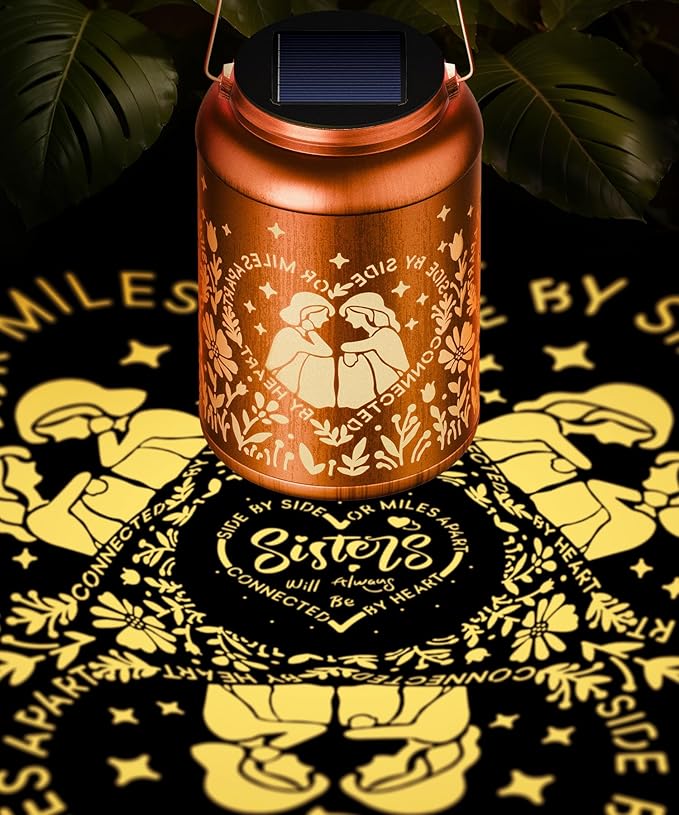 Solar Lanterns Outdoor Waterproof Decorative Garden Solar Lights Outdoor,Hanging Hollow Out Metal Ornaments Decor for Outside Lawn,Patio,Balcony,Yard Unique Gifts for Women Best Sister