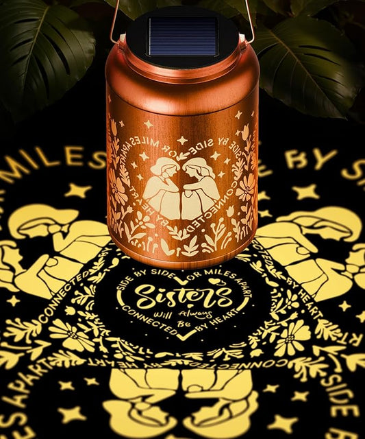 Solar Lanterns Outdoor Waterproof Decorative Garden Solar Lights Outdoor,Hanging Hollow Out Metal Ornaments Decor for Outside Lawn,Patio,Balcony,Yard Unique Gifts for Women Best Sister