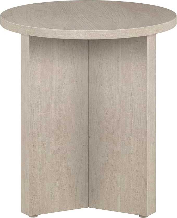 Henn&Hart 20" Wide Round Side Table in Alder White, for Home, Living Room, Bedroom, Entertainment or Office