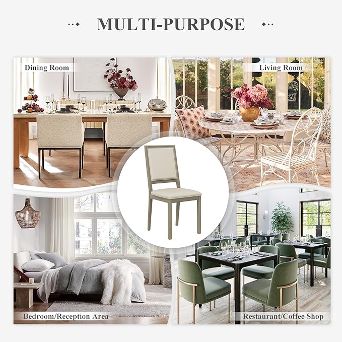 COLAMY Upholstered Wood Dining Chairs Set of 6, Kitchen Dining Chairs with Back, 19 Inch Fabric Farmhouse Dining Room Side Chairs with Wooden Legs for Kitchen Dining Living Room Courtyard, Grey