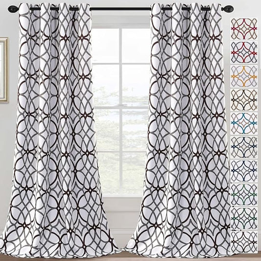 H.VERSAILTEX Blackout Curtains 96 inch Length 2 Panels Set Thermal Curtains & Drapes Window Treatment Noise Reducing Geometric Modern Grommet Living Room Curtains for Bedroom - Brown and Gray