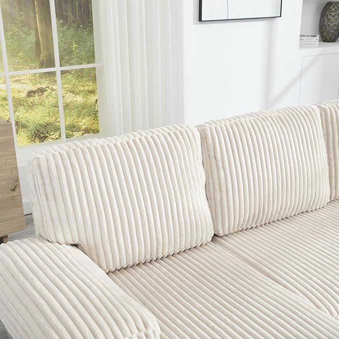 Eafurn Symmetrical U Shaped Sectional Sofa with Double Chaise Lounge,Modern Corduroy Upholstered Oversized Corner Couch, Deep Seat Comfy 4-Seater Sofa w/Pillow-top Armrest for Living Room