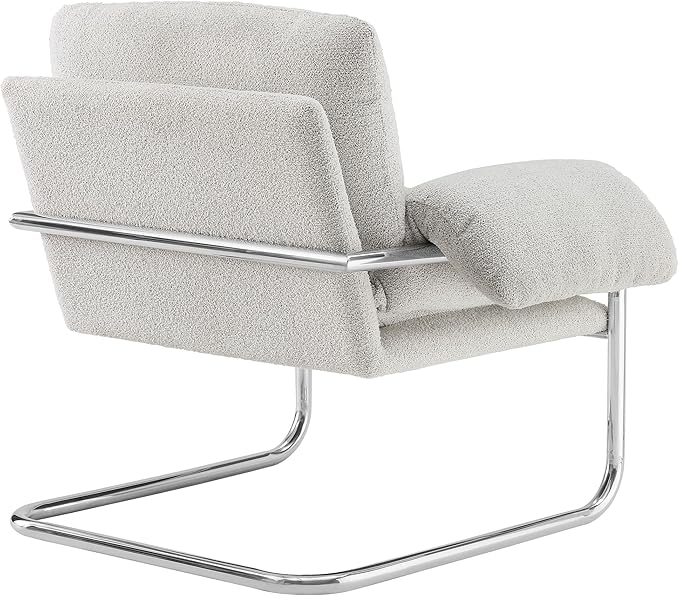 Modway Ansel Boucle Accent Chair in Newsprint - Fabric Lounge Chair for Living Room, Bedroom - Upholstered Corner Reading Chair with Arms and Removable Cushions