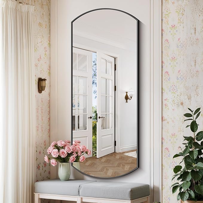 Bathroom Mirror, 24x60 Inch Black Oval Wall Mounted Mirror with Thin Metal Frame, Large Modern Bathroom Vanity Mirrors for Over Sink, Entryway, Living Room, Bedroom