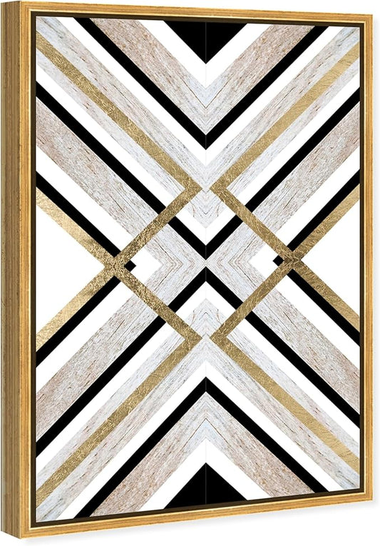The Oliver Gal Artist Co. Abstract Framed Wall Art Canvas Prints 'Earthy Lux' Geometric Home Décor, 10" x 15", Brown, Gold